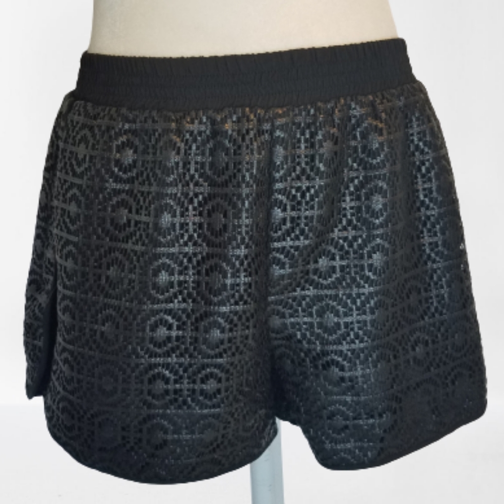 SAM EDELMAN | Faux Leather Black Lace Shorts